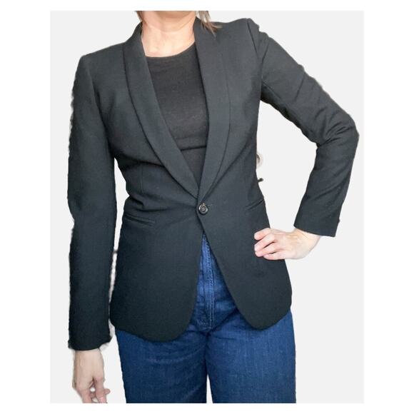 J. Crew Wool Blend Single Button Blazer Jacket Black 4 Tall - Picture 2 of 8